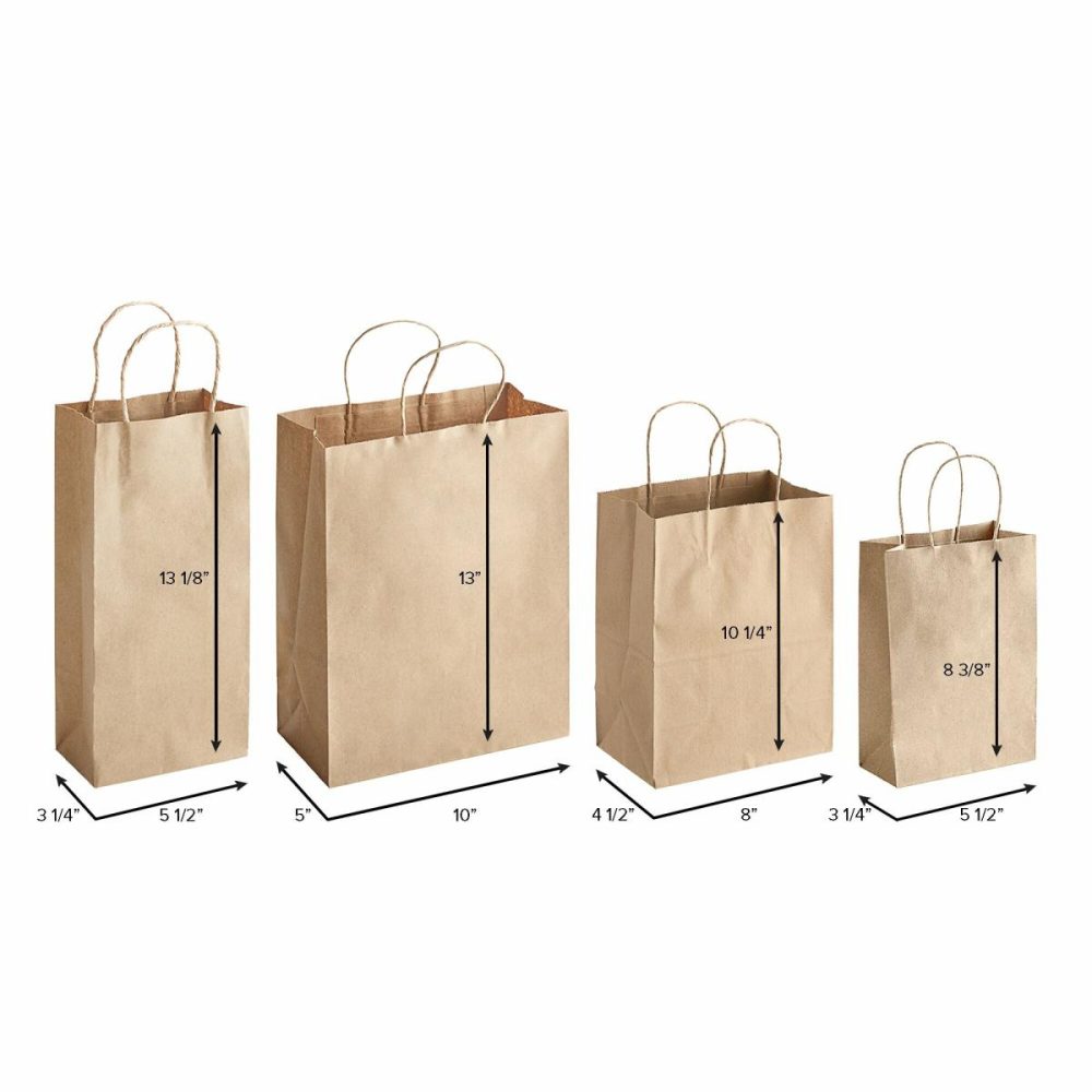 Take-Out Bags |  1" X 6 3/4" X 12" Natural Kraft Paper Customizable Shopping Bag With Handles – 25/Case