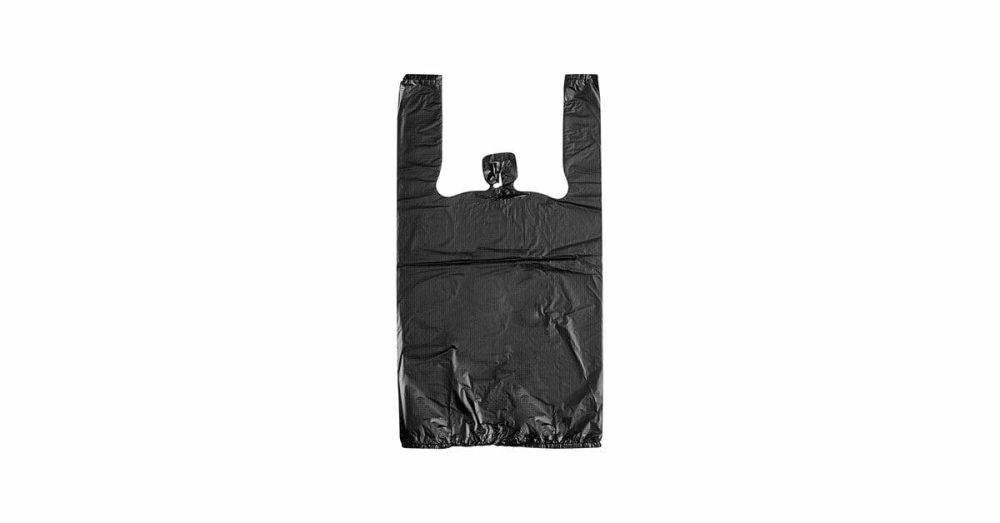 Take-Out Bags |  1/10 Xs Size Black Unprinted Embossed Medium-Duty Plastic T-Shirt Bag – 1500/Case