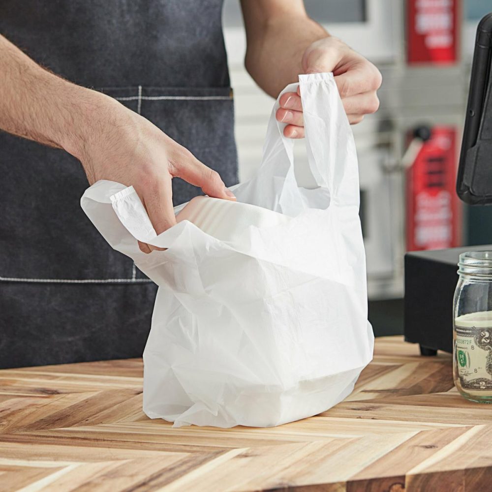 Take-Out Bags |  1/10 Xs Size White Unprinted Embossed Medium-Duty Plastic T-Shirt Bag – 1500/Case