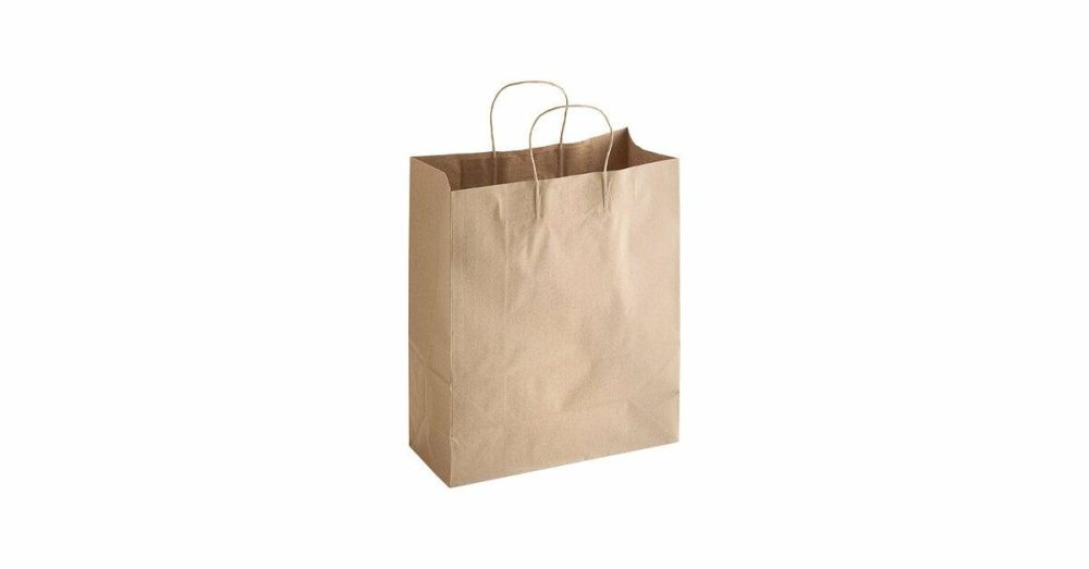 Take-Out Bags |  13" X 6" X 15 3/4" Natural Kraft Paper Customizable Shopping Bag With Handles – 250/Case