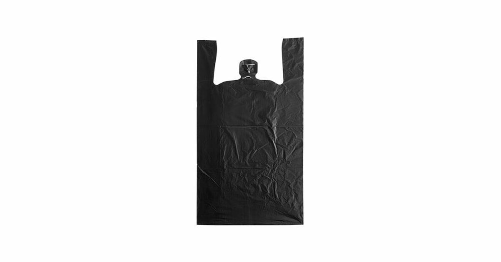 Take-Out Bags |  1/5 Large Size Black Heavy-Duty Unprinted Plastic T-Shirt Bag – 400/Case