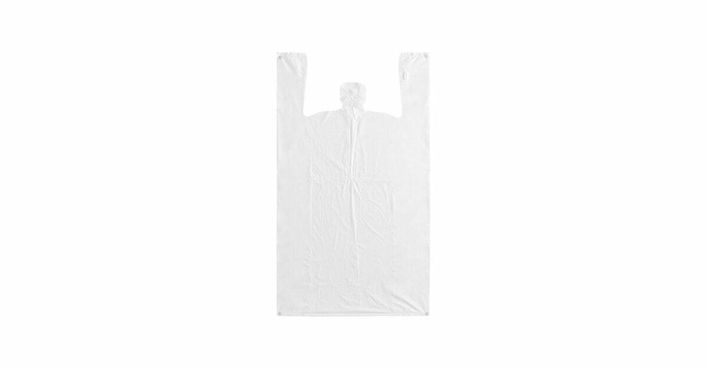 Take-Out Bags |  1/5 Large Size White Heavy-Duty Unprinted Plastic T-Shirt Bag – 500/Case