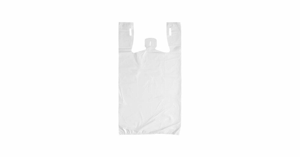 Take-Out Bags |  1/6 Standard Size White Unprinted Medium-Duty Plastic T-Shirt Bag – 1000/Case