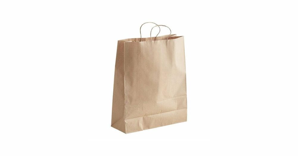 Take-Out Bags |  16" X 6" X 19 1/4" Natural Kraft Paper Customizable Shopping Bag With Handles – 200/Case