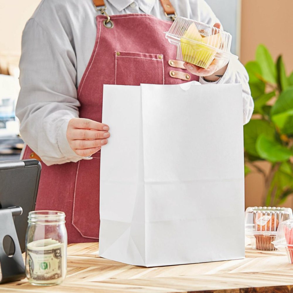 Take-Out Bags |  1/8 52# White Paper Barrel Sack – 500/Case