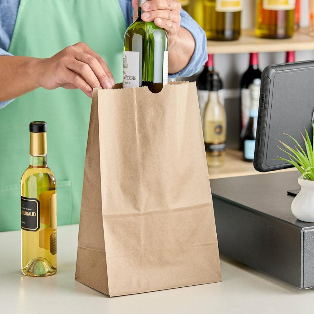 Take-Out Bags |  20 Lb. Shorty Extra Heavy-Duty Natural Kraft Paper Bag – 400/Case