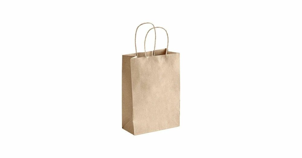 Take-Out Bags |  5 1/2" X 3 1/4" X 8 3/8" Natural Kraft Paper Customizable Shopping Bag With Handles – 250/Case