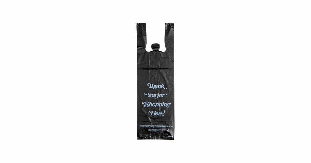 Take-Out Bags |  6" X 4" X 20" .98 Mil Black Thank You Extra Heavy-Duty Liquor Bag – 1000/Case