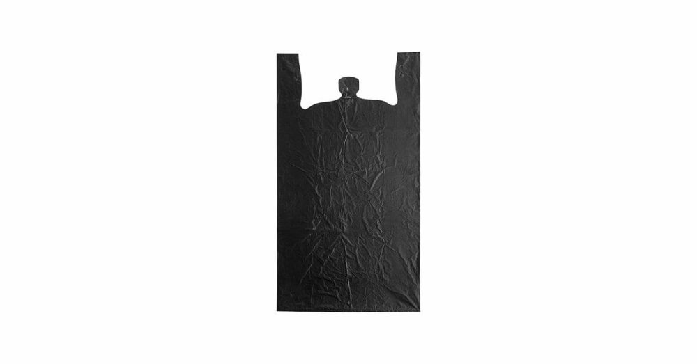 Take-Out Bags |  Extra Large Size Black Heavy-Duty Unprinted Plastic T-Shirt Bag – 200/Case