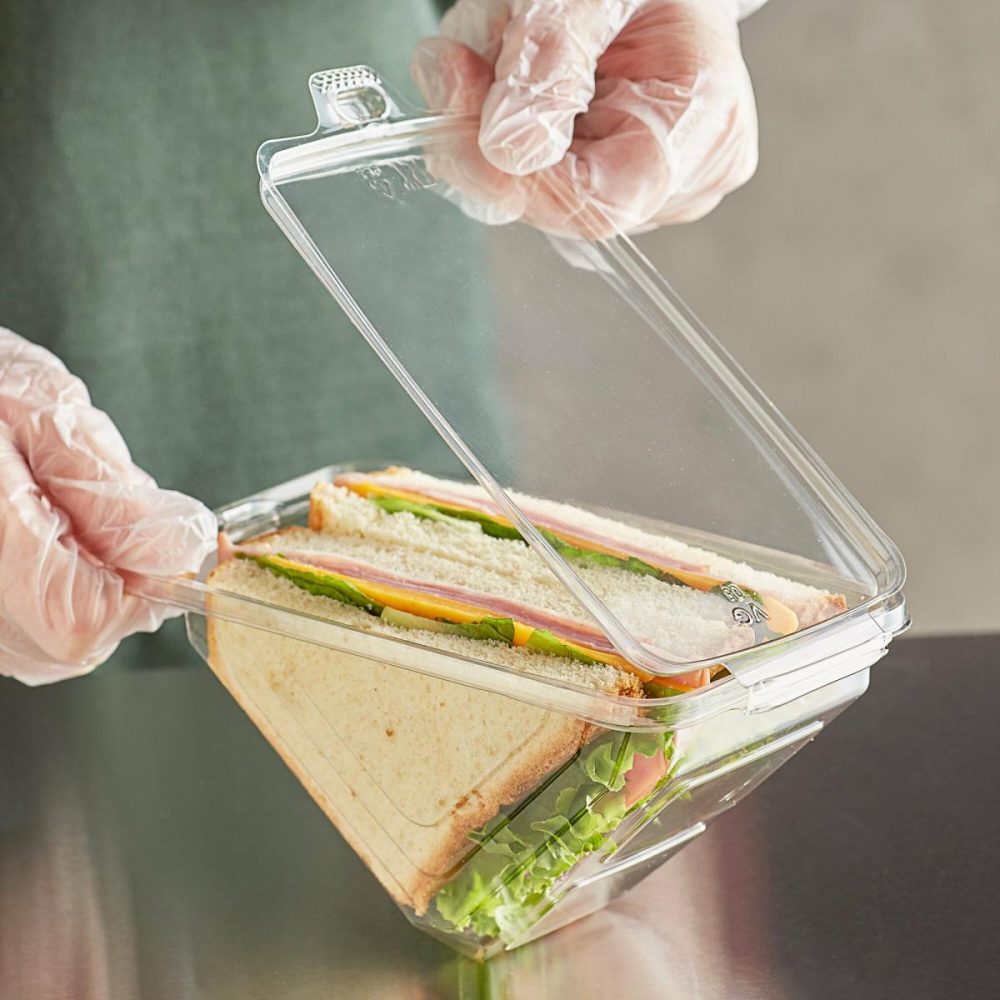 Tamper Evident Packaging |  7" X 4" X 4" Clear Pet Tamper-Evident Tamper-Resistant Sandwich Wedge Container – 200/Case