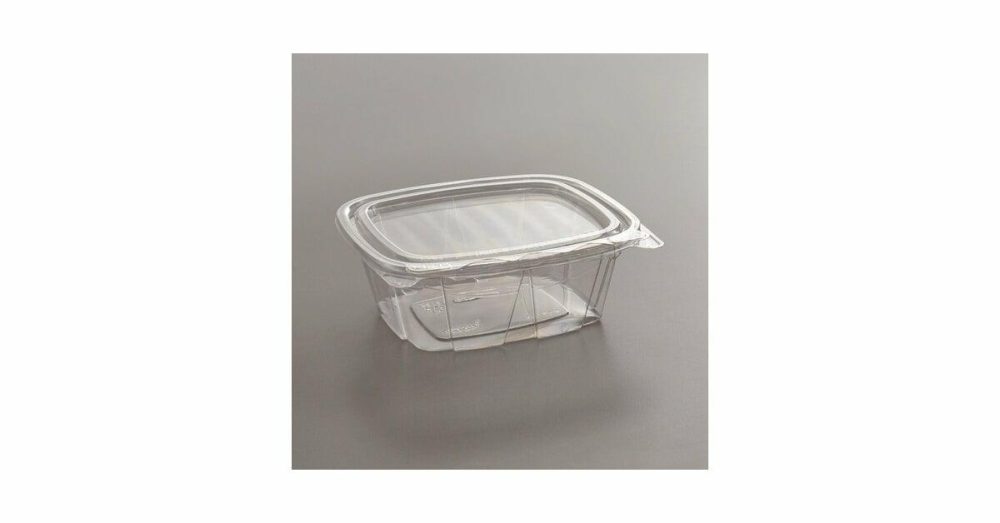 Tamper Evident Packaging |  Clearpac Safeseal 12 Oz. Tamper-Resistant, Tamper-Evident Hinged Container With Flat Lid – 100/Pack