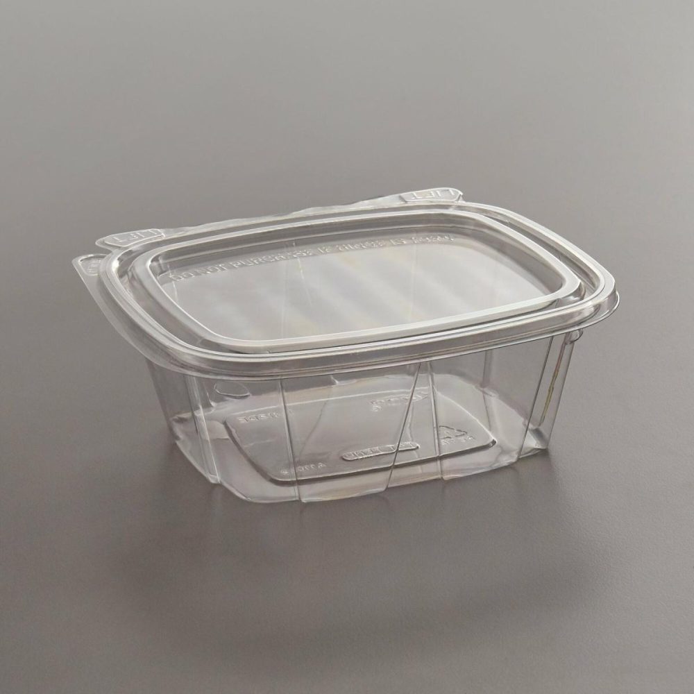 Tamper Evident Packaging |  Clearpac Safeseal 12 Oz. Tamper-Resistant, Tamper-Evident Hinged Container With Flat Lid – 200/Case