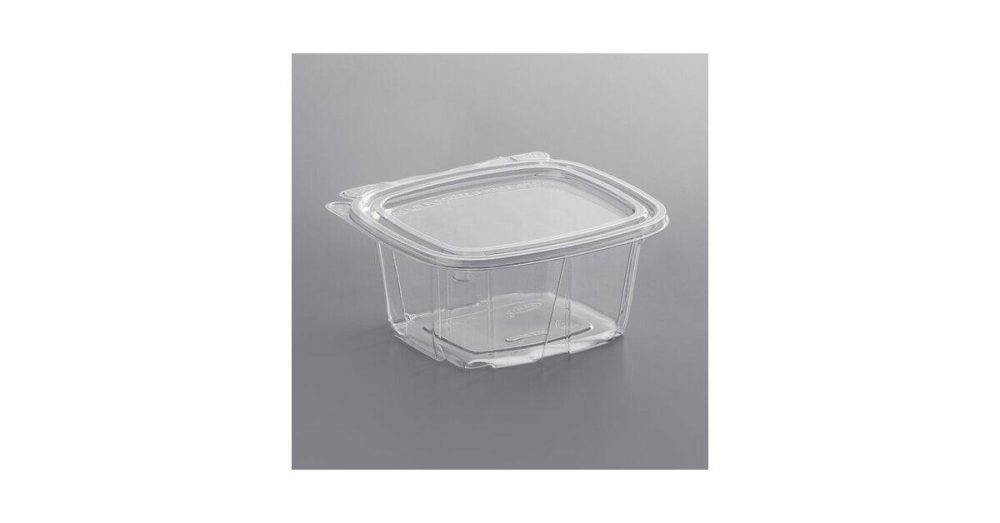 Tamper Evident Packaging |  Clearpac Safeseal 16 Oz. Tamper-Resistant, Tamper-Evident Hinged Container With Flat Lid – 100/Pack