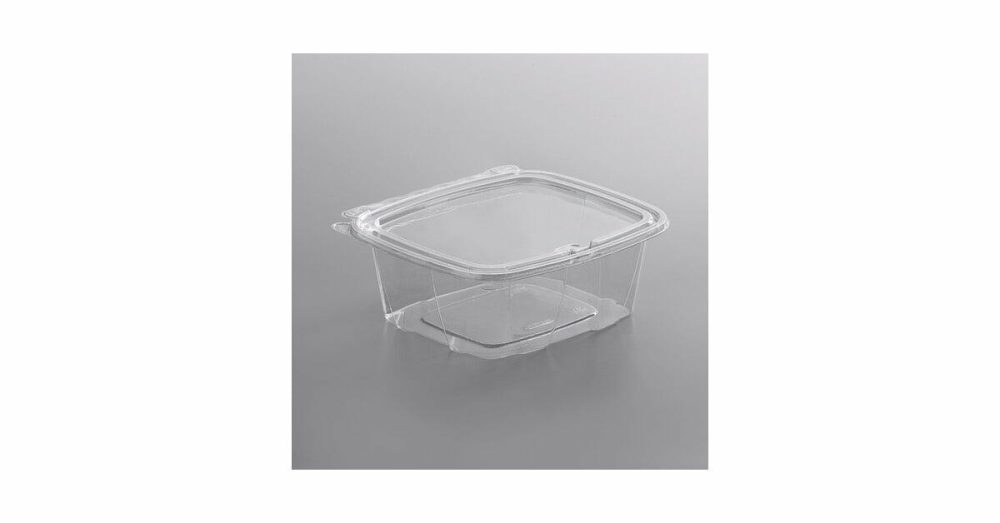 Tamper Evident Packaging |  Clearpac Safeseal 24 Oz. Tamper-Resistant, Tamper-Evident Hinged Container With Flat Lid – 100/Pack