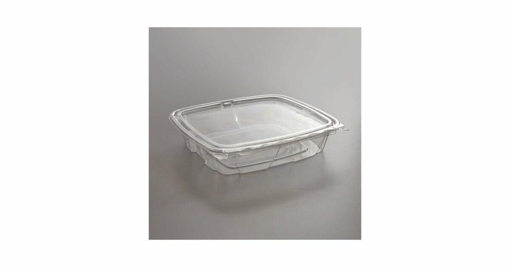 Tamper Evident Packaging |  Clearpac Safeseal 35 Oz. Tamper-Resistant, Tamper-Evident Hinged Container With Flat Lid – 200/Case