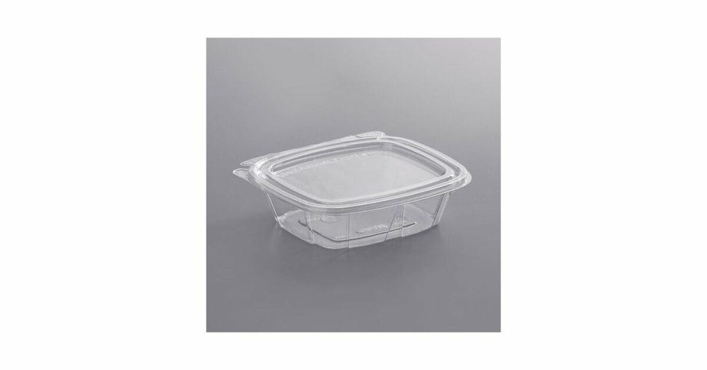 Tamper Evident Packaging |  Clearpac Safeseal 8 Oz. Tamper-Resistant, Tamper-Evident Hinged Container With Flat Lid – 100/Pack