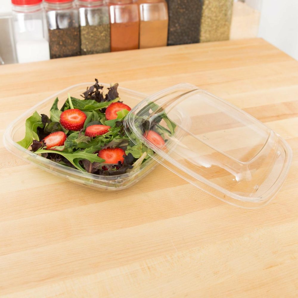 Tamper Evident Packaging |  Surestrip® 24 Oz. Clear Pete Square Tamper-Evident, Tamper-Resistant Bowl With Lid – 150/Case