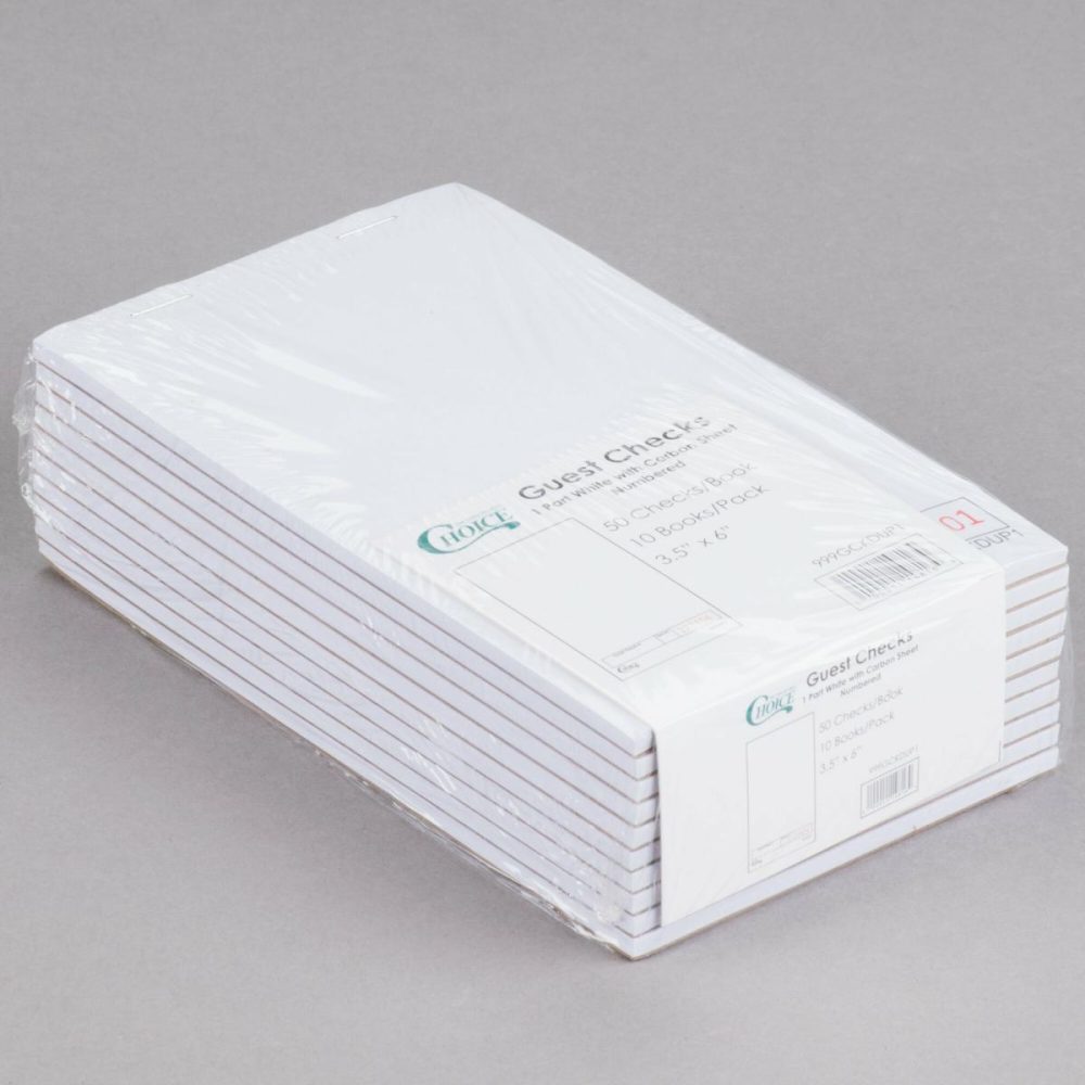 Guest Checks |  1 Part White Blank Guest Check – 10/Pack