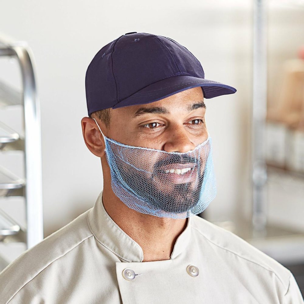 Hairnets & Disposable Chef Hats |  18" Blue Nylon Beard Net – 1000/Case