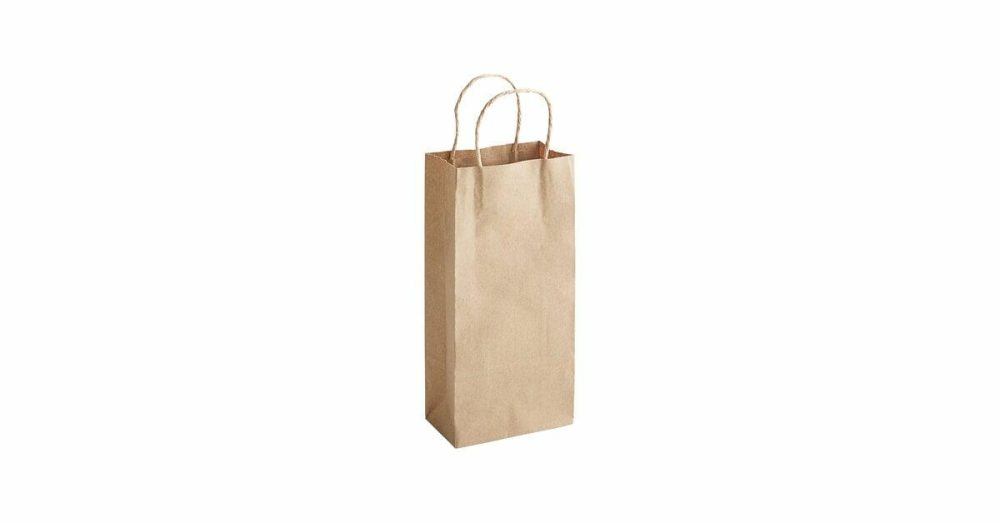 Take-Out Bags |  5 1/2" X 3 1/4" X 13 1/8" Natural Kraft Paper Customizable Shopping Bag With Handles – 250/Case