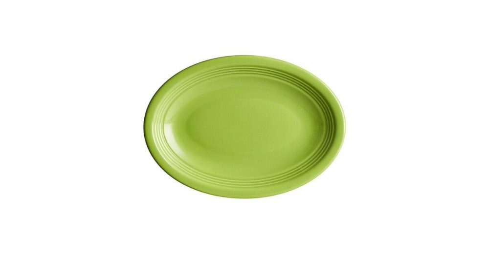 China Platters And Trays |  Capri 9 3/4" X 7" Bamboo Green Oval Stoneware Coupe Platter – 12/Case