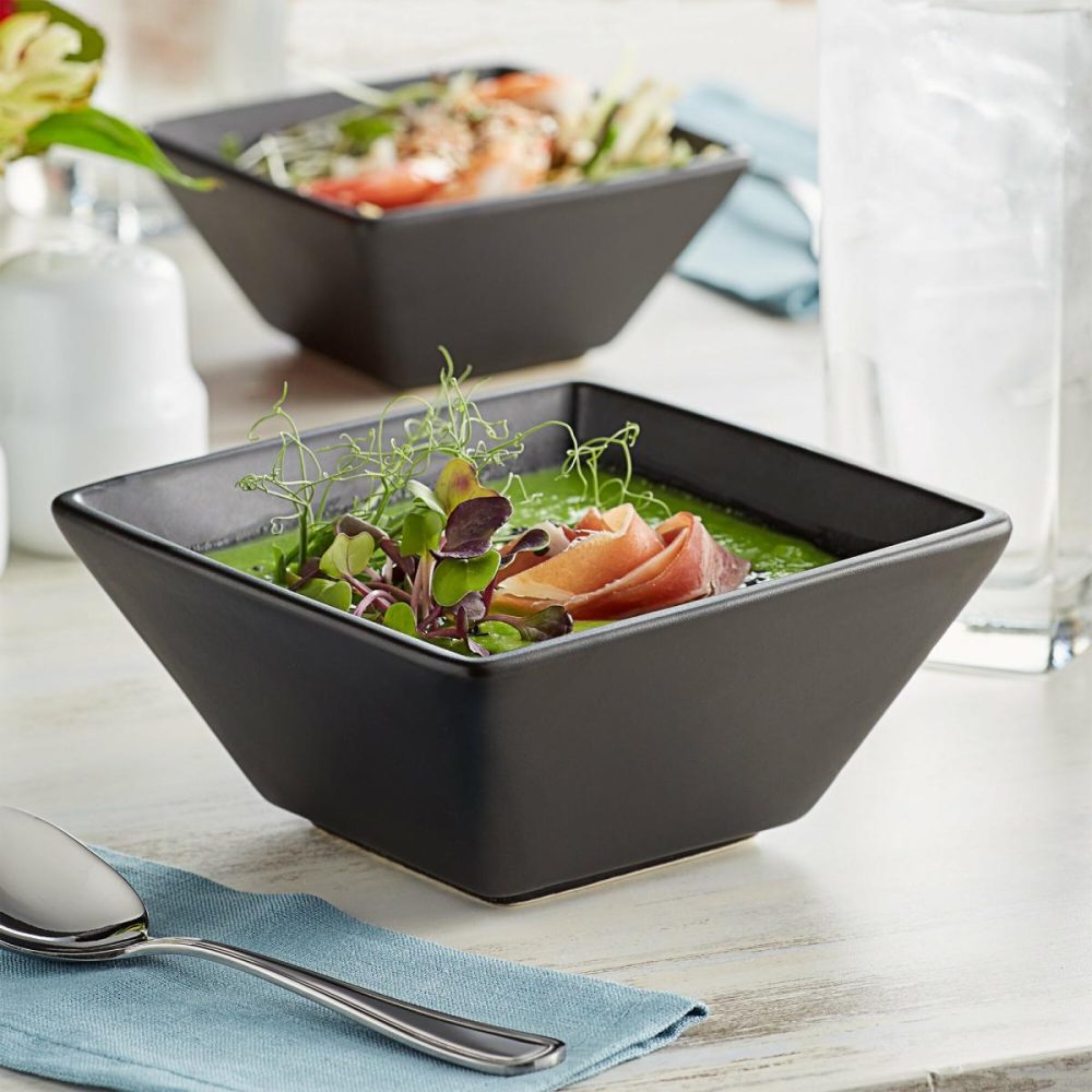 Stoneware Bowls |  Heika 16 Oz. Black Matte Textured Stoneware Bowl – 12/Case