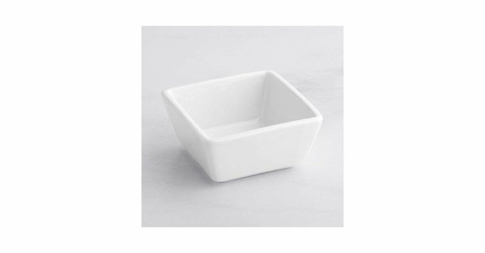 China Bowls |  4 Oz. Square Bright White Porcelain Sauce Cup – 36/Case