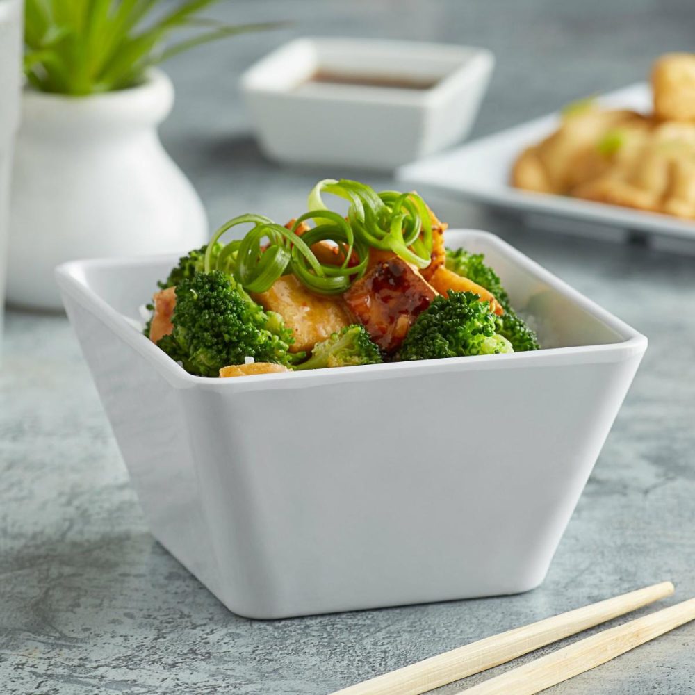 Melamine Bowls |  20 Oz. White Slanted Melamine Bowl