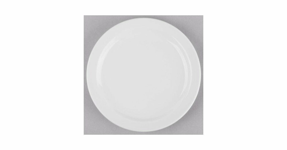 Porcelain Plates |  840-410N-11 Porcelana 6 1/2" Round Bright White Narrow Rim Porcelain Plate – 36/Case